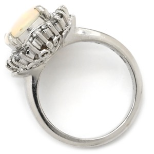 リング 指輪 オパール ダイヤリング Pt900 シルバー 中古