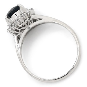 リング 指輪 ブルーサファイア ダイヤリング Pt900 シルバー 青  中古