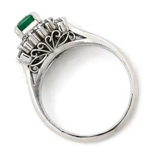 リング 指輪 エメラルド ダイヤモンド リング Pt900 シルバー グリーン 緑   中古