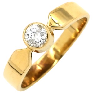 リング 指輪 ダイヤリング K18YG ゴールド 1P 1粒  中古