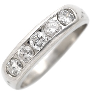 リング 指輪 ダイヤリング Pt900 シルバー 5P 5粒 一文字  中古