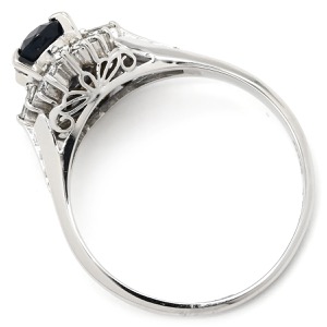 リング 指輪 ブルーサファイア ダイヤリング Pt900 シルバー 青 中古