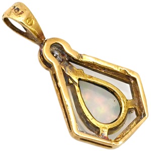 ペンダントトップ オパール ダイヤ ペンダントトップ K18YG ゴールド 1Pダイヤ ネックレストップ  中古