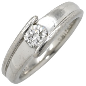 リング 指輪 ダイヤリング Pt900 シルバー 1P 1粒 名前の刻印あり  中古