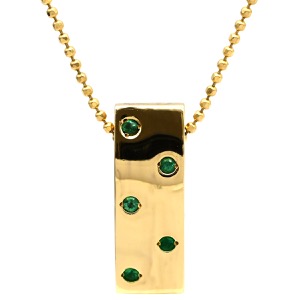 ネックレス エメラルド ダイヤ K18YG ゴールド 750 18K ボールチェーン リバーシブル  中古