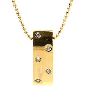 ネックレス エメラルド ダイヤ K18YG ゴールド 750 18K ボールチェーン リバーシブル  中古