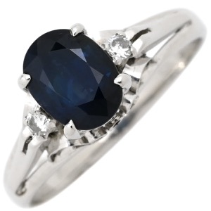 リング 指輪 ブルーサファイア ダイヤリング Pt900 シルバー 青  中古