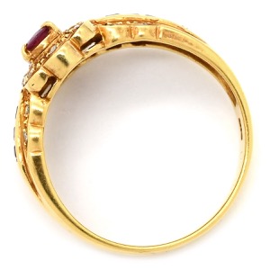 リング 指輪 ルビー ダイヤ リング K18YG ゴールド Au750 18K 18金 レッド 赤 ダイアモンド  中古