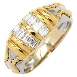 リング 指輪 ダイヤ コンビリング K18YG ゴールド バゲットダイヤ  中古