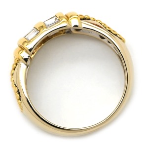 リング 指輪 ダイヤ コンビリング K18YG ゴールド バゲットダイヤ  中古