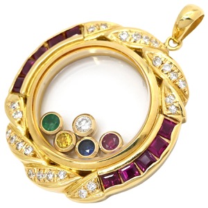 ペンダントトップ マルチカラー K18YG ゴールド 中古