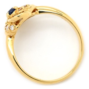 リング 指輪 ブルーサファイア ダイヤリング K18YG ゴールド 18K 750 YG  中古