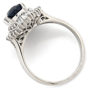 リング 指輪 ブルーサファイア ダイヤリング Pt900 シルバー 青  中古