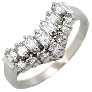 リング 指輪 ダイヤリング Pt900 シルバー V字 Vライン Pm900  中古