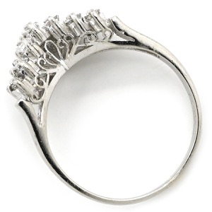 リング 指輪 ダイヤリング Pt900 シルバー V字 Vライン Pm900  中古