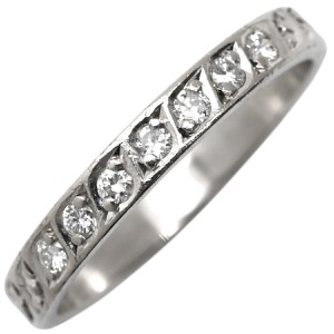 リング 指輪 ダイヤリング Pt900 シルバー 7P 7粒 一文字  中古