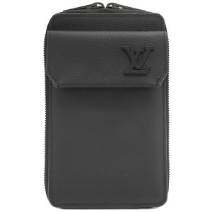 ルイヴィトン ショルダーバッグ LV アエログラム フォンポーチ  グレインレザー ブラック 黒 ポシェット 斜め掛け  M57089 中古