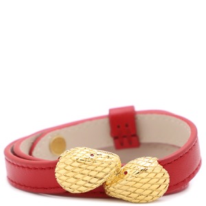 ブルガリ ブレスレット セルペンティ フォーエバー レザー ブレス レザー レッド 赤 スネーク 蛇 中古