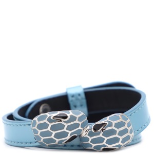 ブルガリ ブレスレット セルペンティ フォーエバー レザー ブレス レザー ブルー 水色 スネーク 蛇 中古