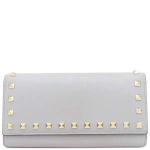 ヴァレンティノ 長財布 ロックスタッズ レザー グレー 中古