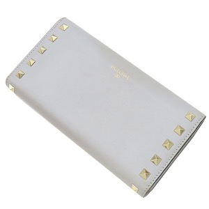 ヴァレンティノ 長財布 ロックスタッズ レザー グレー 中古