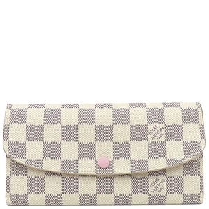 ルイヴィトン 長財布 ポルトフォイユ エミリー ダミエアズールキャンバス ホワイト 白 ピンク 二つ折り   N41625  中古