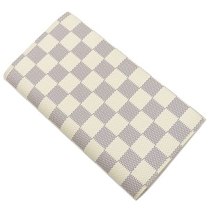 ルイヴィトン 長財布 ポルトフォイユ エミリー ダミエアズールキャンバス ホワイト 白 ピンク 二つ折り   N41625  中古