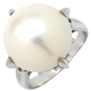 リング 指輪 白蝶パールリング Pt900 シルバー 1粒 1P PM900  中古