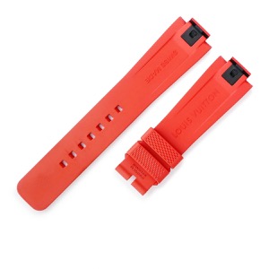 ルイヴィトン 腕時計パーツ 純正 タンブール用 ダミエ ラバーバンド ラバー レッド 新品同様 替え ベルト 予備 正規品 21mm レッド 赤  中古