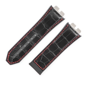 ウブロ 腕時計パーツ ビッグバン ウニコ 411用 クロコ×ラバーバンド クロコダイル ブラック 純正 替え ベルト ストラップ 28mm ブラック 黒  中古