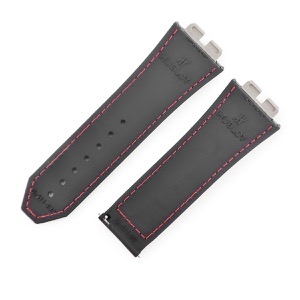 ウブロ 腕時計パーツ ビッグバン ウニコ 411用 クロコ×ラバーバンド クロコダイル ブラック 純正 替え ベルト ストラップ 28mm ブラック 黒  中古