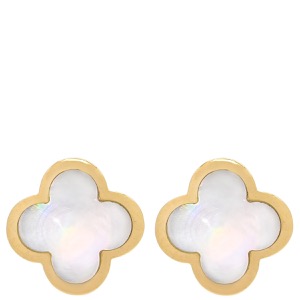 ヴァンクリーフアーペル ピアス ピュア アルハンブラ K18YG ホワイト 白 750YG 18K  VCARA38800 中古