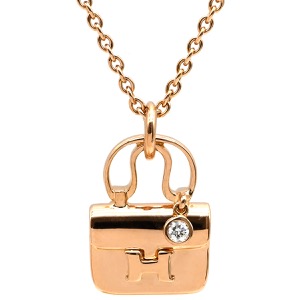 エルメス ネックレス アミュレット コンスタンス ペンダント K18PG ゴールド ピンクゴールド バッグモチーフ  中古