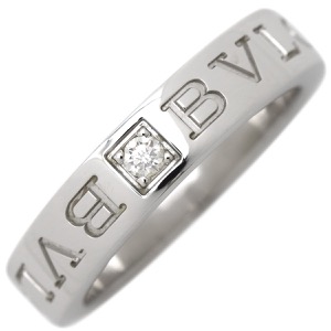 ブルガリ リング 指輪 ブルガリブルガリ ダブルロゴ K18WG シルバー 750AU 1Pダイヤ 中古