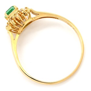 リング 指輪 エメラルド ダイヤモンド リング K18YG ゴールド グリーン 緑   中古
