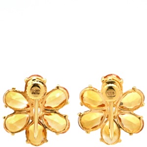 イヤリング シトリン イヤリング K18YG ゴールド 750 イエローゴールド 18K 18金 フラワーモチーフ  中古