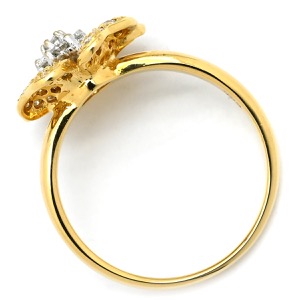 リング 指輪 フラワーモチーフ ダイヤリング K18YG ゴールド Au750 18K 18金 パヴェ  中古