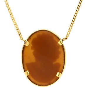 ネックレス カメオ彫刻 ペンダント K18YG ホワイト Au750 18K   中古