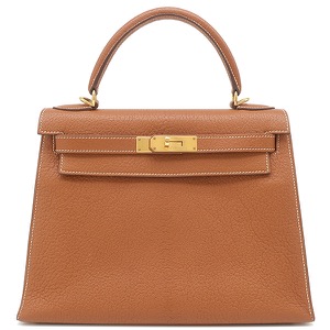 エルメス 2WAYバッグ ケリー28 外縫い シェーブル ブラウン 中古
