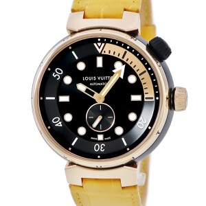 ルイヴィトン タンブール ストリート ダイバー ブラックブレイズ QA123Z K18PG×SS コンビ 黒 自動巻き