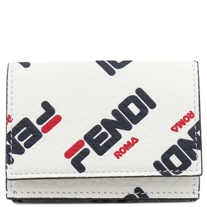 フェンディ 三つ折り財布 フェンディローマ コンパクトウォレット レザー ホワイト ミニ財布  BM0395 中古