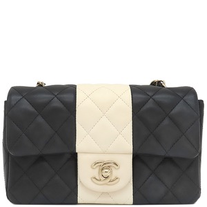 シャネル ショルダーバッグ マトラッセ20 レザー ブラック 黒 チェーンショルダー バイカラー 中古