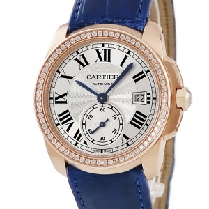 カルティエ カリブル ドゥ カルティエ WF100013 K18PG無垢 純正ダイヤ スモールセコンド デイト 青針 自動巻き