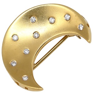 ミキモト ブローチ 三日月 K18YG ゴールド 月モチーフ  中古