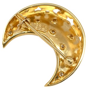 ミキモト ブローチ 三日月 K18YG ゴールド 月モチーフ  中古
