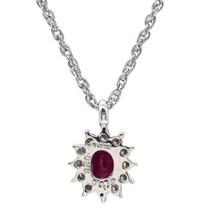 ネックレス ルビー ダイヤペンダント Pt900 シルバー 赤  中古