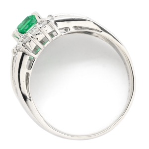 リング 指輪 エメラルド ダイヤモンド リング Pt900 シルバー グリーン 緑 スクエア  中古