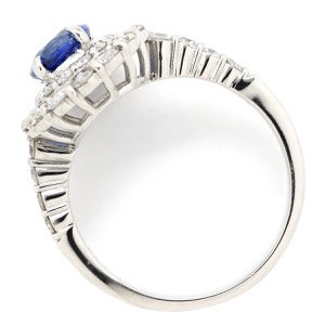 リング 指輪 ブルーサファイア ダイヤリング Pt950 シルバー ロイヤルブルー 青  中古