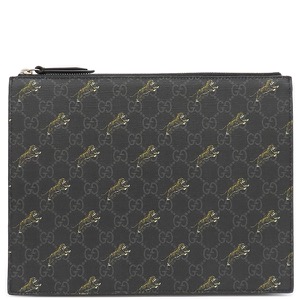 グッチ クラッチバッグ タイガープリント GGスプリームキャンバス ブラック 黒 セカンドバッグ  575136 中古