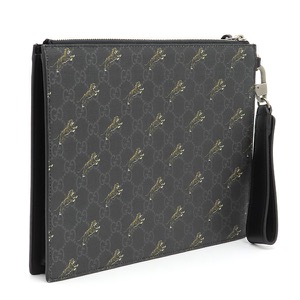 グッチ クラッチバッグ タイガープリント GGスプリームキャンバス ブラック 黒 セカンドバッグ  575136 中古